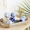 3&#x22; Blue &#x26; White Patterned Ceramic Vase Filler Orb Set